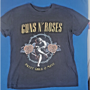 Guns N Roses Women Top L Black T-Shirt Sweet Child O Mine Graphic Short Sleeve